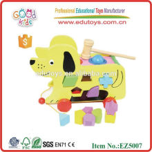 Wooden Educational Toy - Block Hund Cart Save